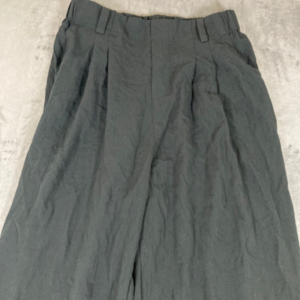 Halara Wide Leg Pleated Trousers black High Waisted Pants Size M Regular - Picture 2 of 7